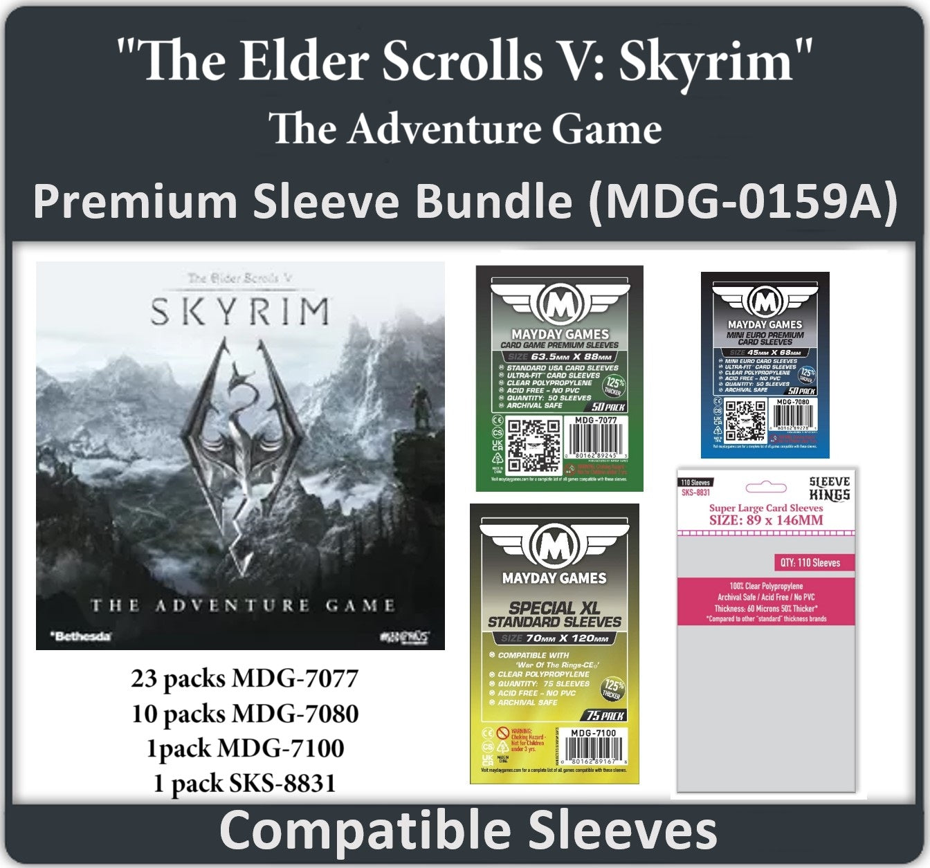 "The Elder Scrolls V: Skyrim – The Adventure Game" Compatible Card Sleeve Bundle