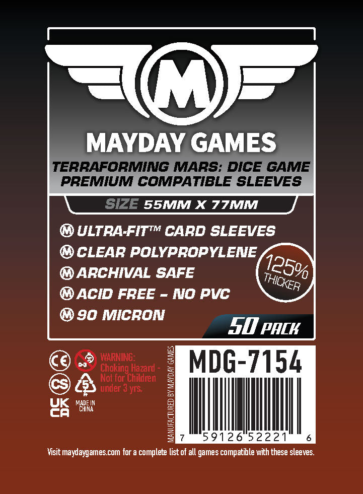 Terraforming Mars: Dice Game Compatible Sleeves (55 x 77 MM) (Premium 7154 or Standard 7153)