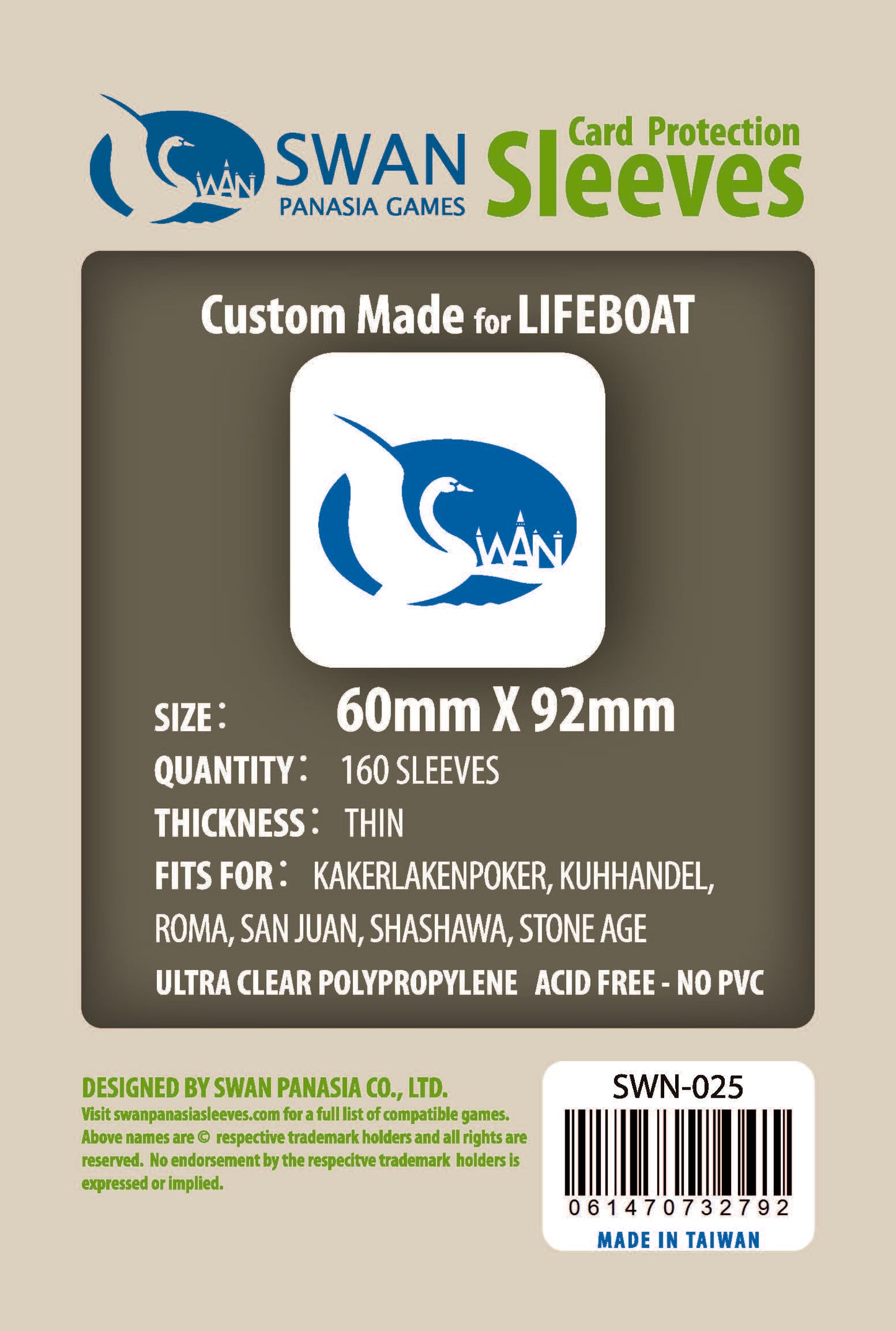 60x92mm Standard Euro -160 pack, Thin Sleeves (SWN-025)