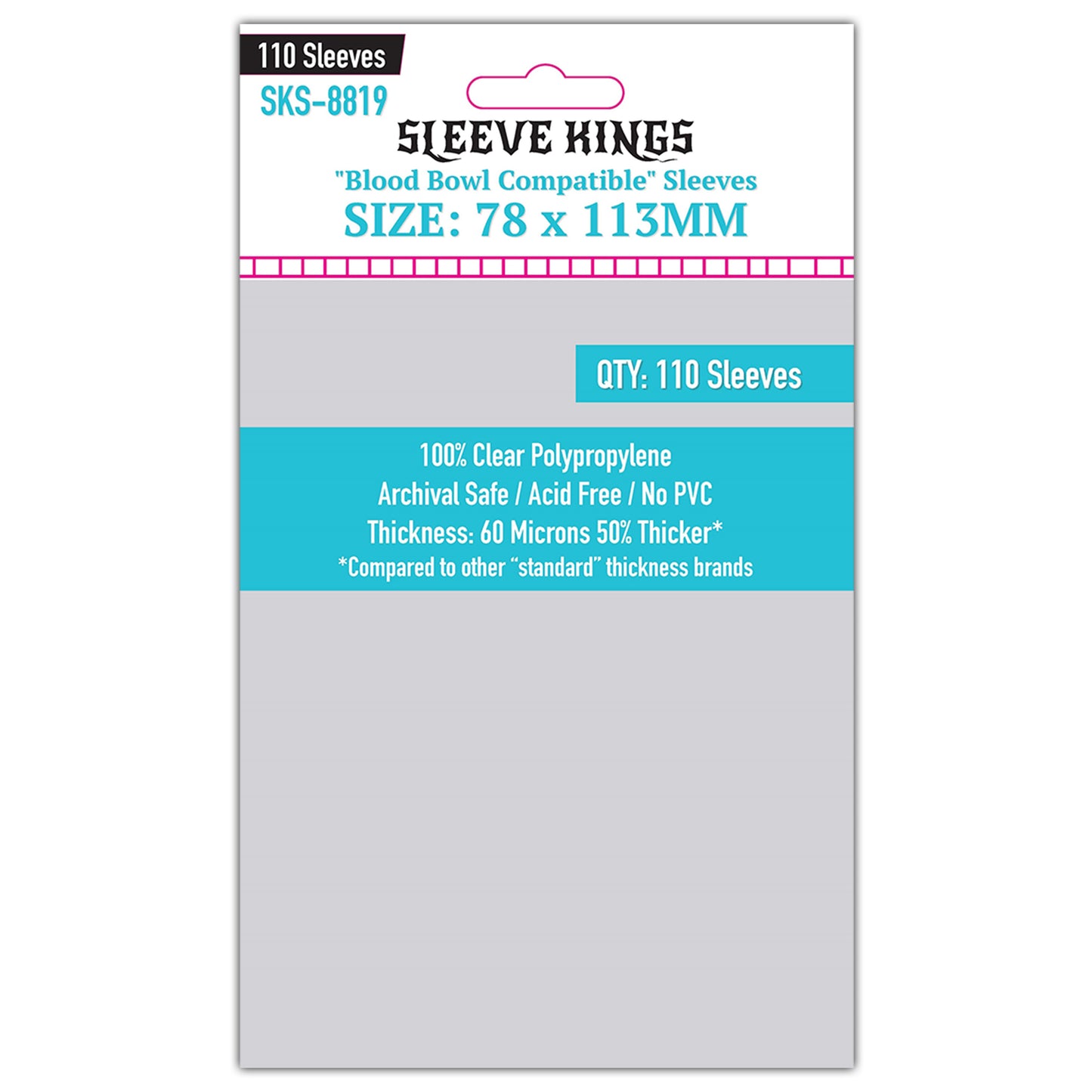 "Blood Bowl" Compatible Sleeves (78x113mm) 110 Pack, 60 Micron, SKS-8819