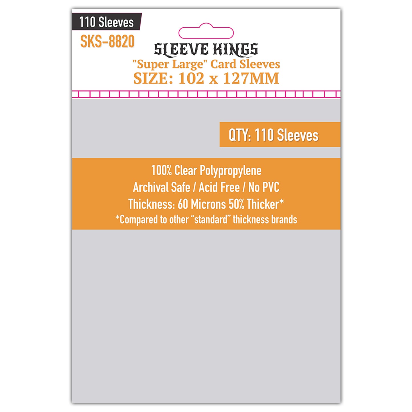 Super Large Game Card Sleeves (102x127mm) 110 Pack, 60 Micron, SKS-8820