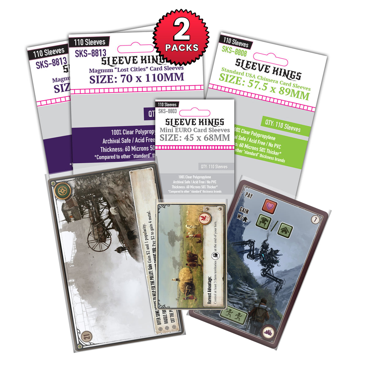 "Scythe"+ Expansions Compatible Sleeve Bundle (8803 X 1 + 8808 X 1 + 8813 X 2)