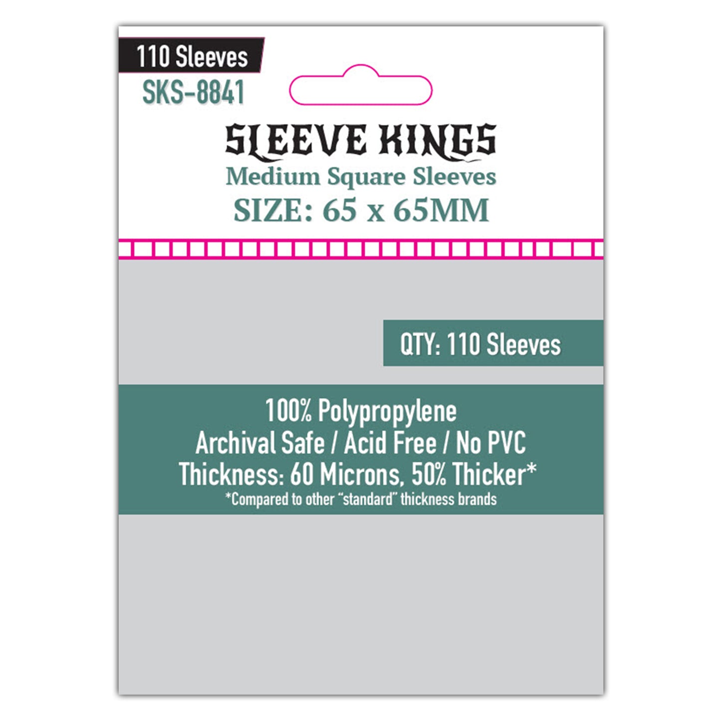 Medium Square Sleeves (65 X 65 MM) 110 Pack, 60 Microns SKS-8841