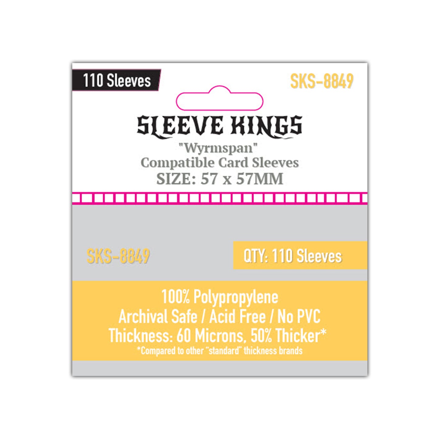 "Wyrmspan Compatible" Card Sleeves (57 X 57 MM) -110 Pack, 60 Microns SKS-8849