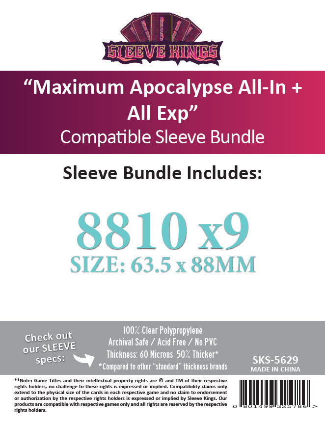 "Maximum Apocalypse + Expansions" Compatible Sleeve Bundle (8810 X 9)