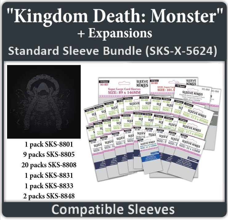 "Kingdom Death: Monster" + Expansions Compatible Card Sleeve Bundle (8801 x 1, 8805 X 9 + 8808 X 20 +8831 X 1 + 8833 X 1, 8848 x 2)