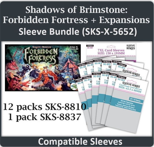 "Shadows of Brimstone: Forbidden Fortress + All Expansions" Compatible Sleeve Bundle (8810 X 12 +8837 X1)