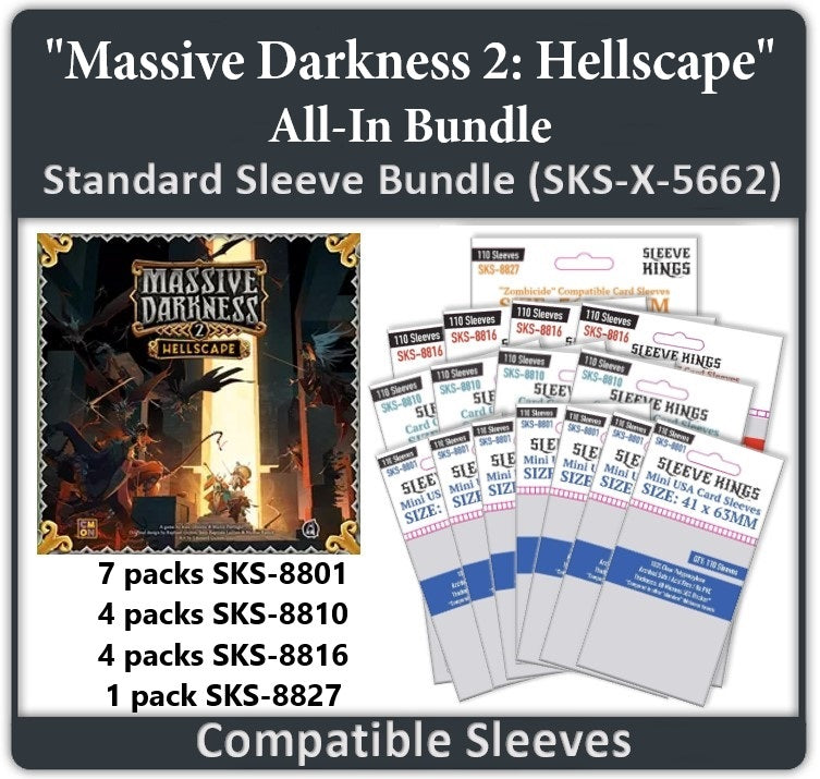 "Massive Darkness 2: Hellscape All In" Compatible Sleeve Bundle (8801 X 7 + 8810 X 4 + 8816 X 4 + 8827 X 1)