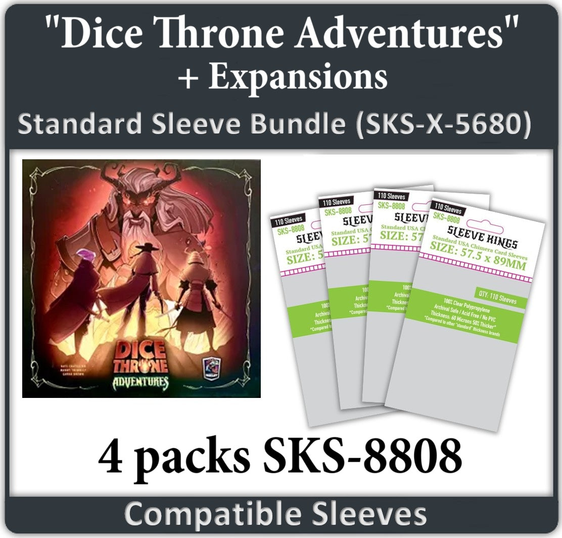 "Dice Throne Adventures" + Expansions Compatible Sleeve Bundle (8808 x 4)