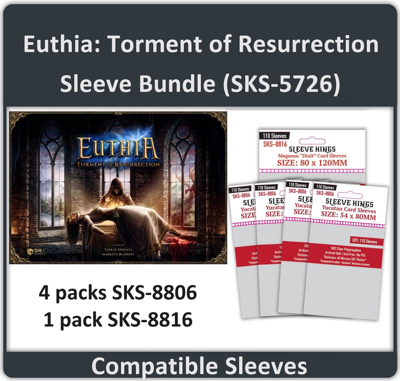 "Euthia: Torment of Resurrection" Compatible Card Sleeve Bundle (8806 X 4 + 8816 X 1)