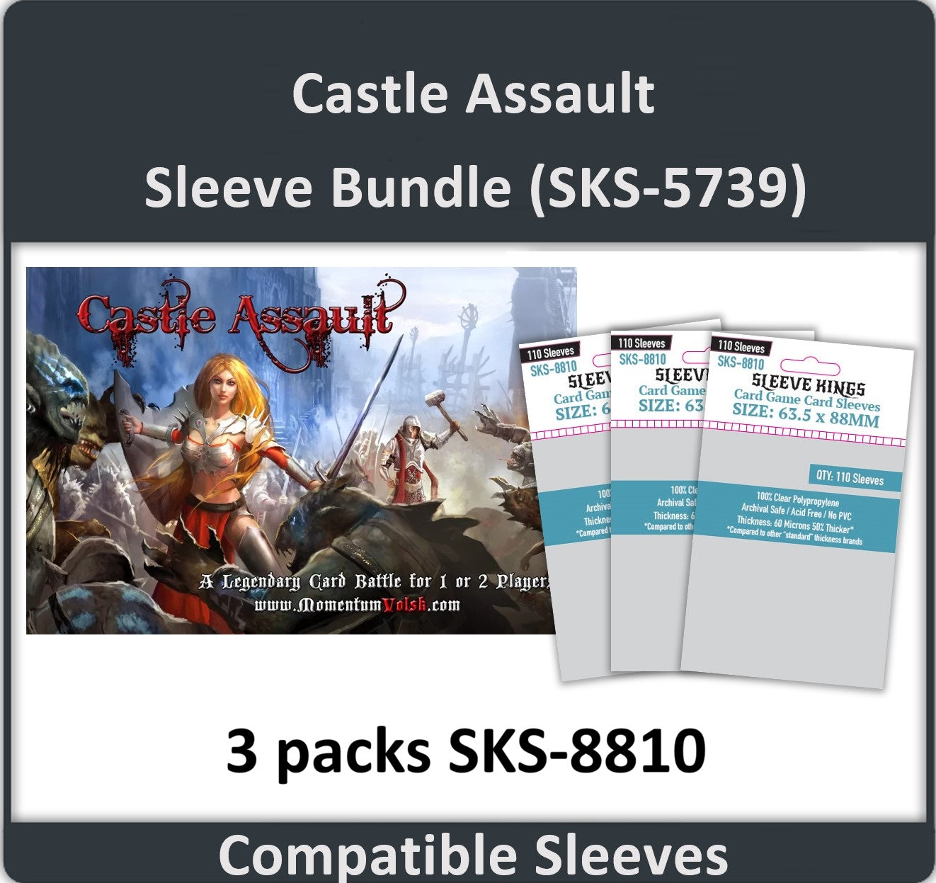 Castle Assault Compatible Card Sleeve Bundle (8810 x 3)