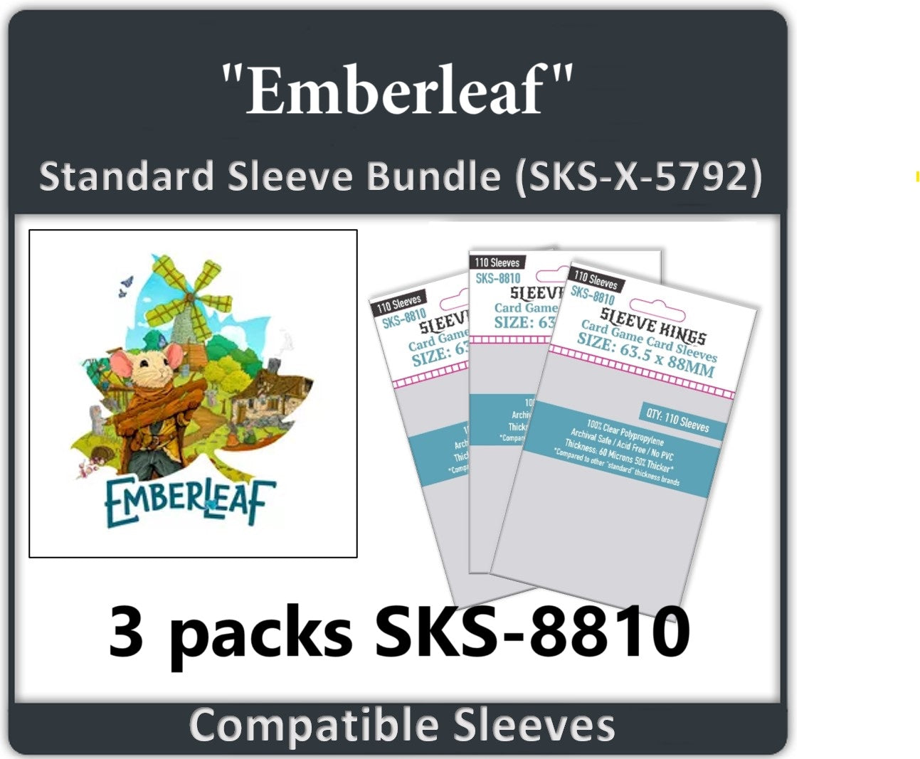 "Emberleaf" Compatible Card Sleeve Bundle (8810 x 3)