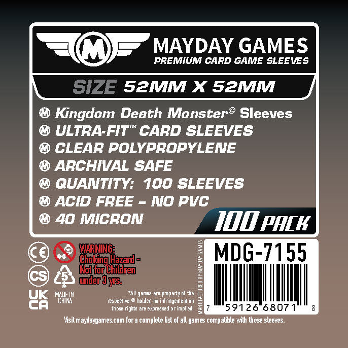 "Kingdom Death Monster" Card Sleeves (52 X 52mm) (Premium 7160 or Standard 7155)