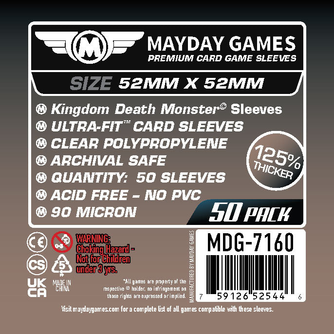 "Kingdom Death Monster" Card Sleeves (52 X 52mm) (Premium 7160 or Standard 7155)