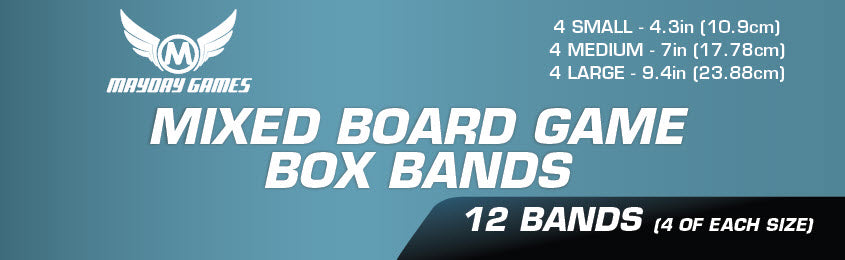 12 Pack of Mixed Board Game Box Bands (4 of each Small, Medium, Large)