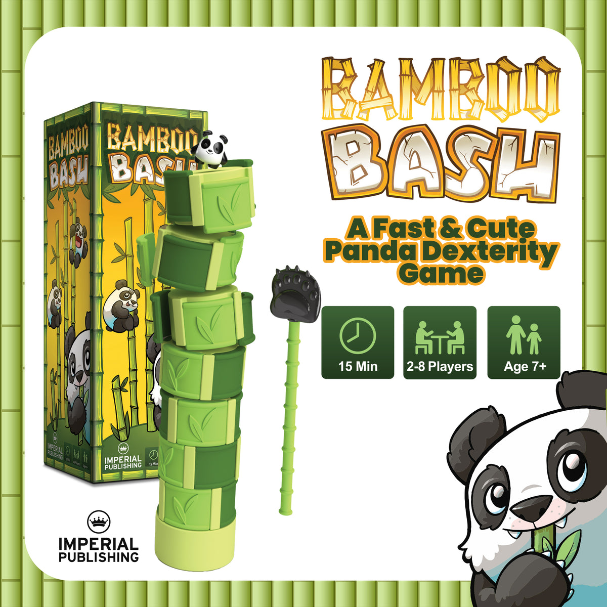 Bamboo Bash 2-8 Player Panda Dexterity Game (Case Lot of 8 Games)