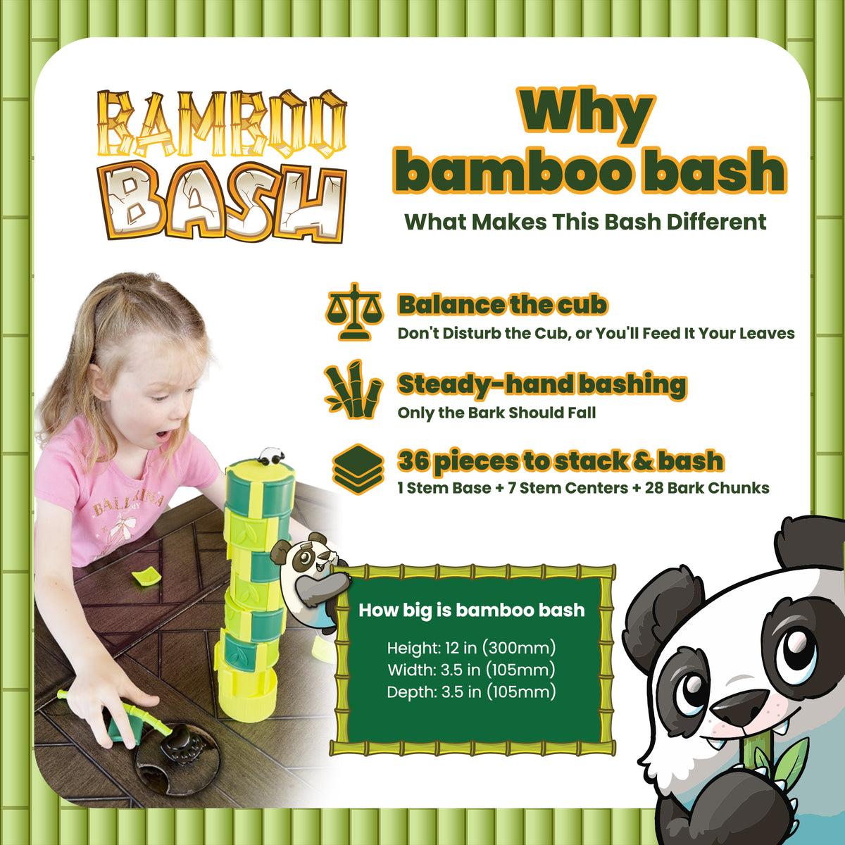 Bamboo Bash 2-8 Player Panda Dexterity Game (Case Lot of 8 Games)