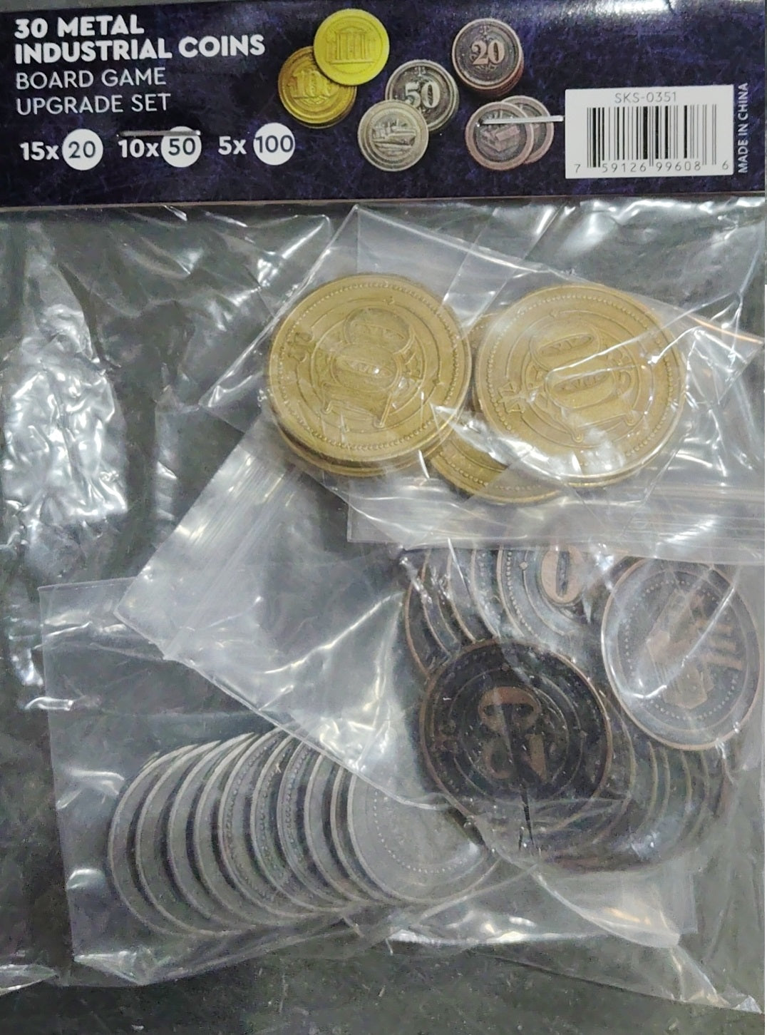 30 Metal Coin HIGH VALUE Board Game Upgrade Set (Industrial Coins) NEW!