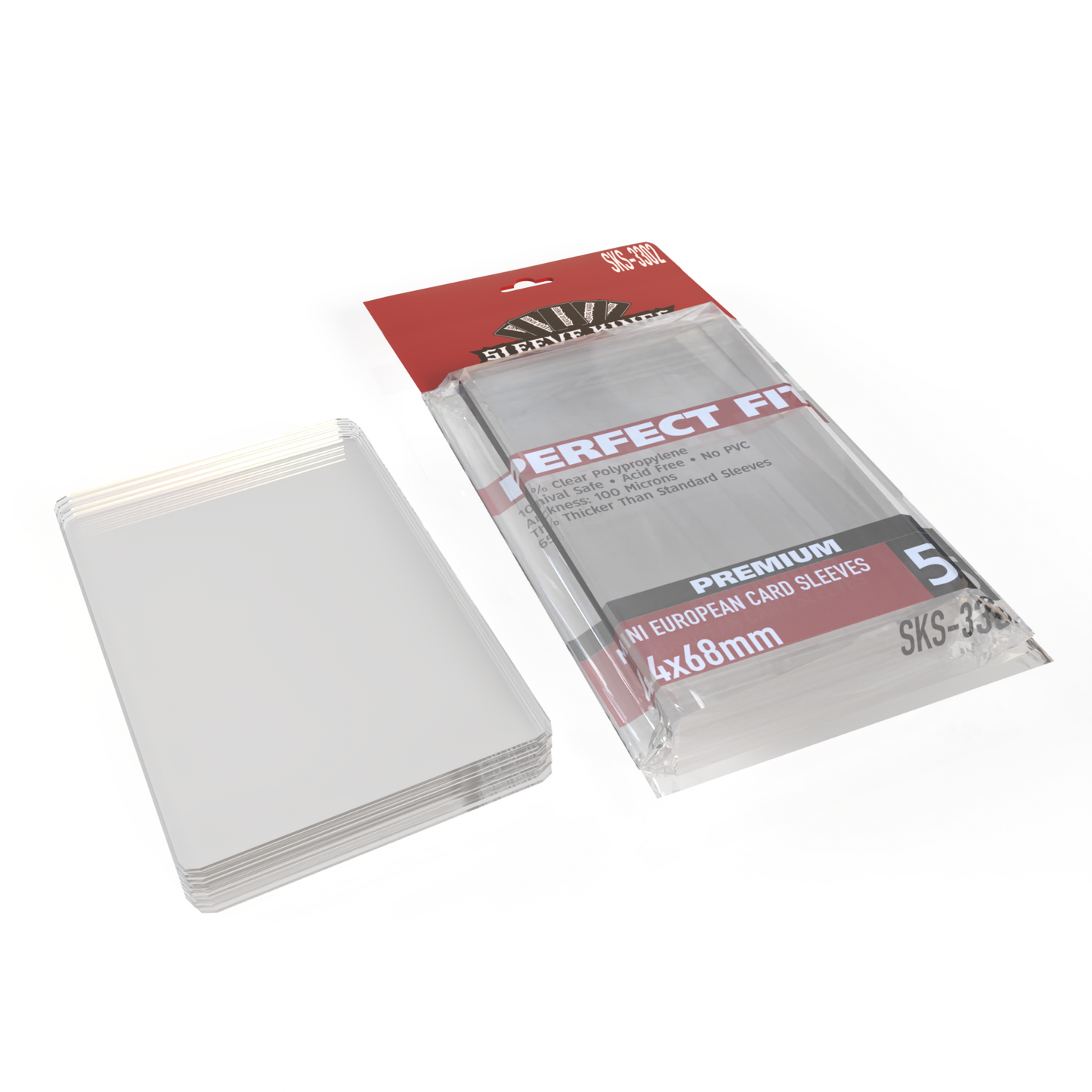 Perfect Fit Premium Mini European Card Sleeves (44x68mm) -55 Pack, 100 Microns, SKS-3302