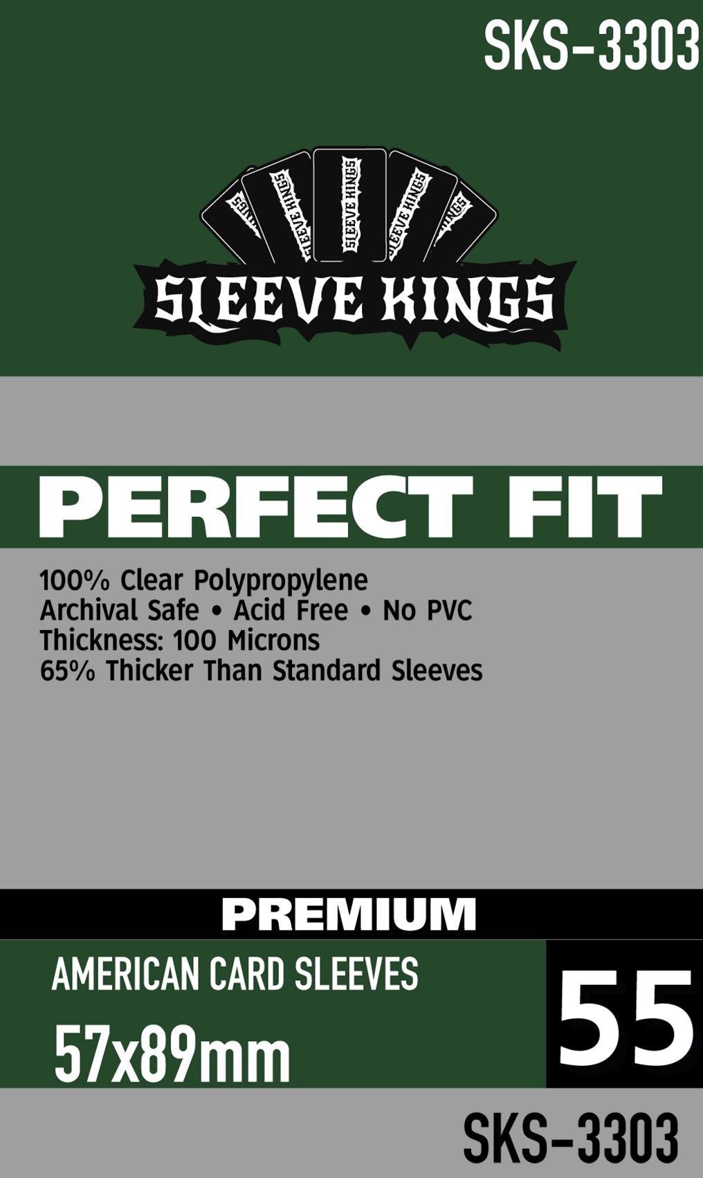 Perfect Fit Premium American Card Sleeves (57x89mm) -55 Pack, 100 Microns, SKS-3303