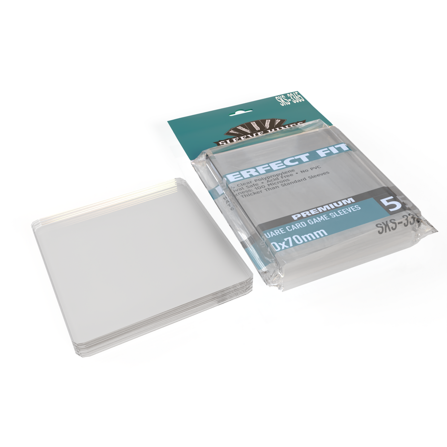 Perfect Fit Premium Square Card Sleeves (70x70mm) -55 Pack, 100 Microns, SKS-3365