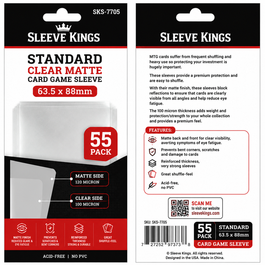 Standard Clear Matte Card Game Sleeve (63.5x88mm) 55 Pack (SKS-7705)  PREORDER