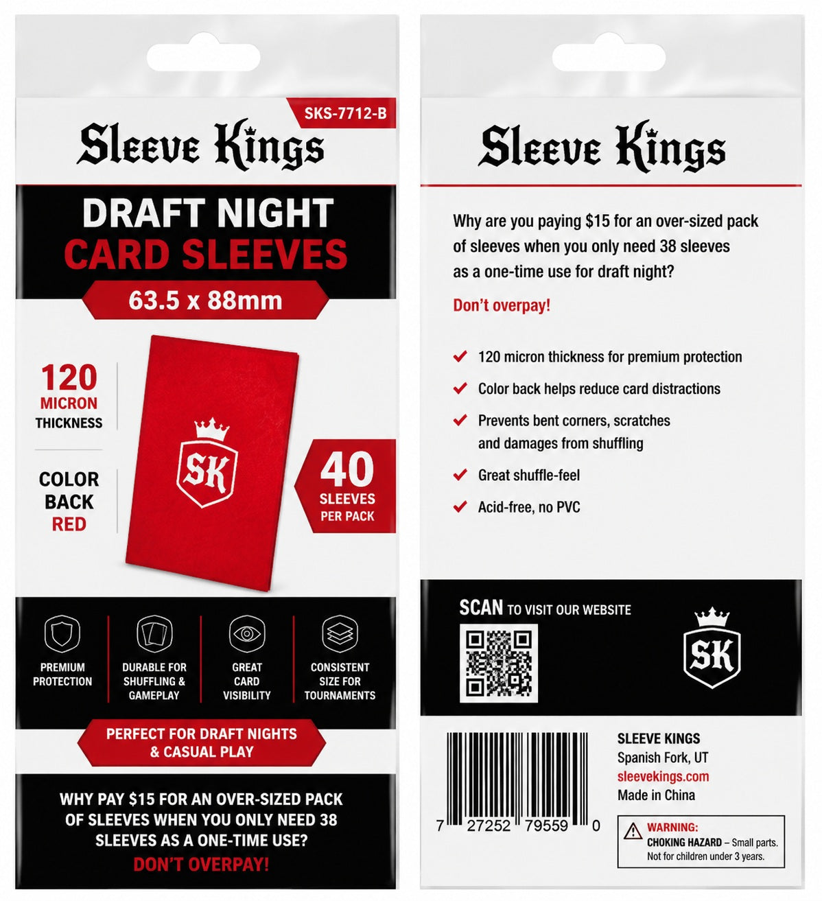Draft Night RED Card Game Sleeve (63.5x88mm) 40 Pack (SKS-7712-B)  PREORDER