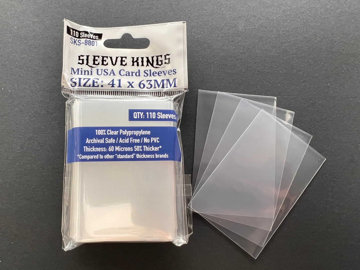 Sleeve Kings Mini USA Game Card Sleeves (41x63mm) 110 Pack, 60 Micron, SKS-8801