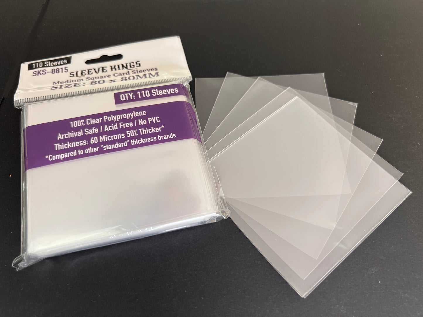 Medium Square Card Sleeves (80x80mm) 110 Pack, 60 Micron, SKS-8815