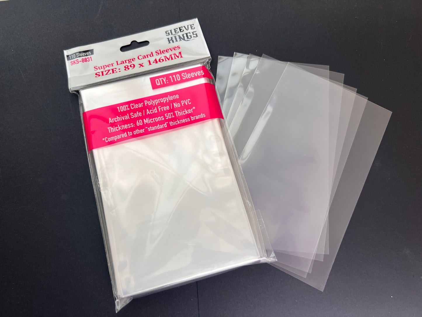 Super Large Game Card Sleeves (89x146mm) 110 Pack, 60 Micron, SKS-8831