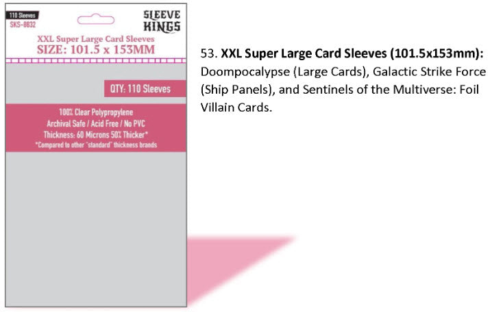 XXL Super Large Game Card Sleeves (101.5x153mm) 110 Pack, 60 Micron, SKS-8832