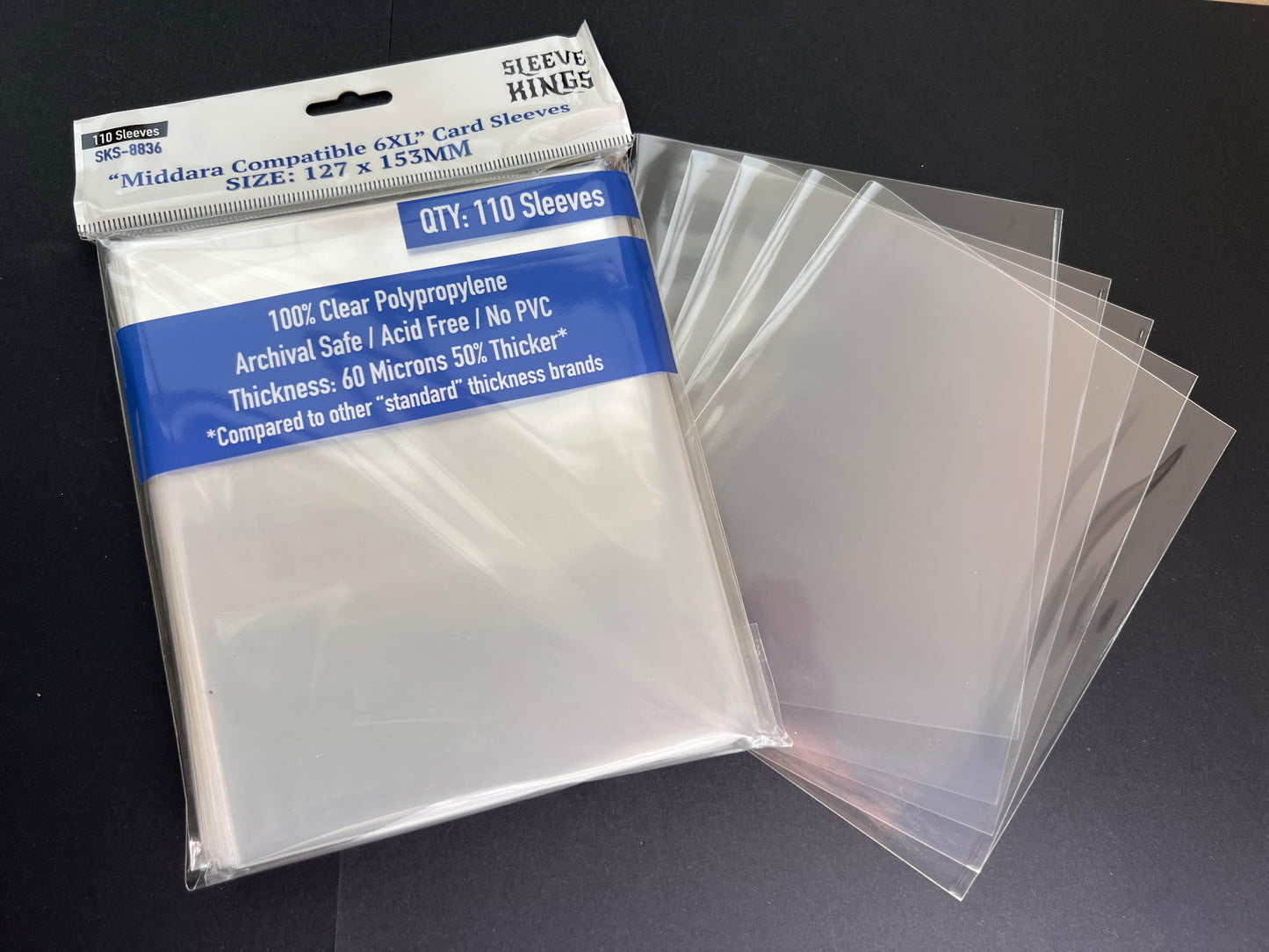 "Middara" Compatible 6XL Game Card Sleeves (127x153mm) 110 Pack, 60 Micron, SKS-8836