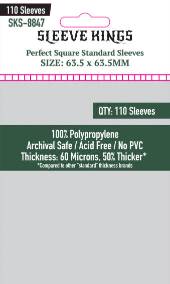 Perfect Square Standard Sleeves (63.5 X 63.5 MM) 110 Pack, 60 Microns SKS-8847