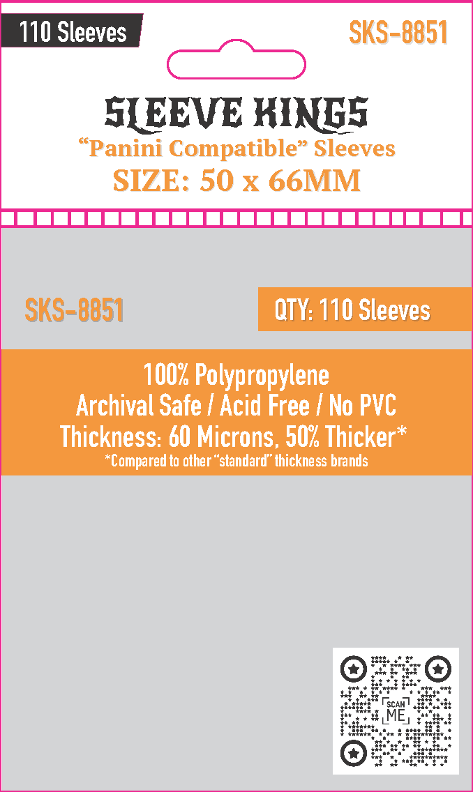 "Panini Compatible" Card Sleeves (50x66mm) 110 Pack, 60 Micron, SKS-8851
