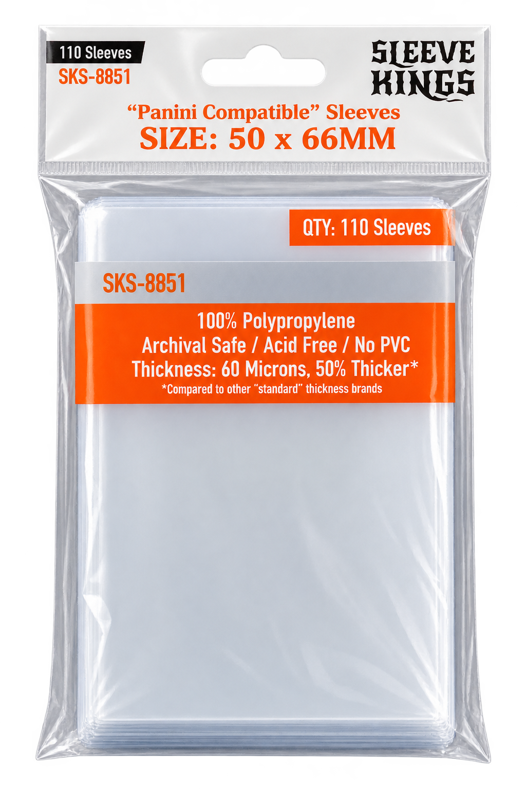 "Panini Compatible" Card Sleeves (50x66mm) 110 Pack, 60 Micron, SKS-8851