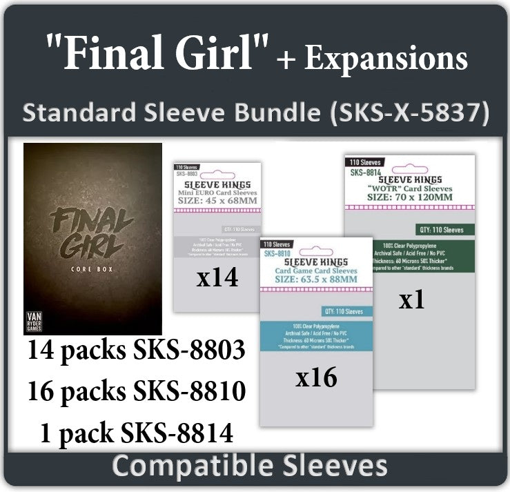 Final Girl + Expansions Standard Compatible Card Sleeve Bundle (8803 x 14, 8810 x 16, 8814 x 1)