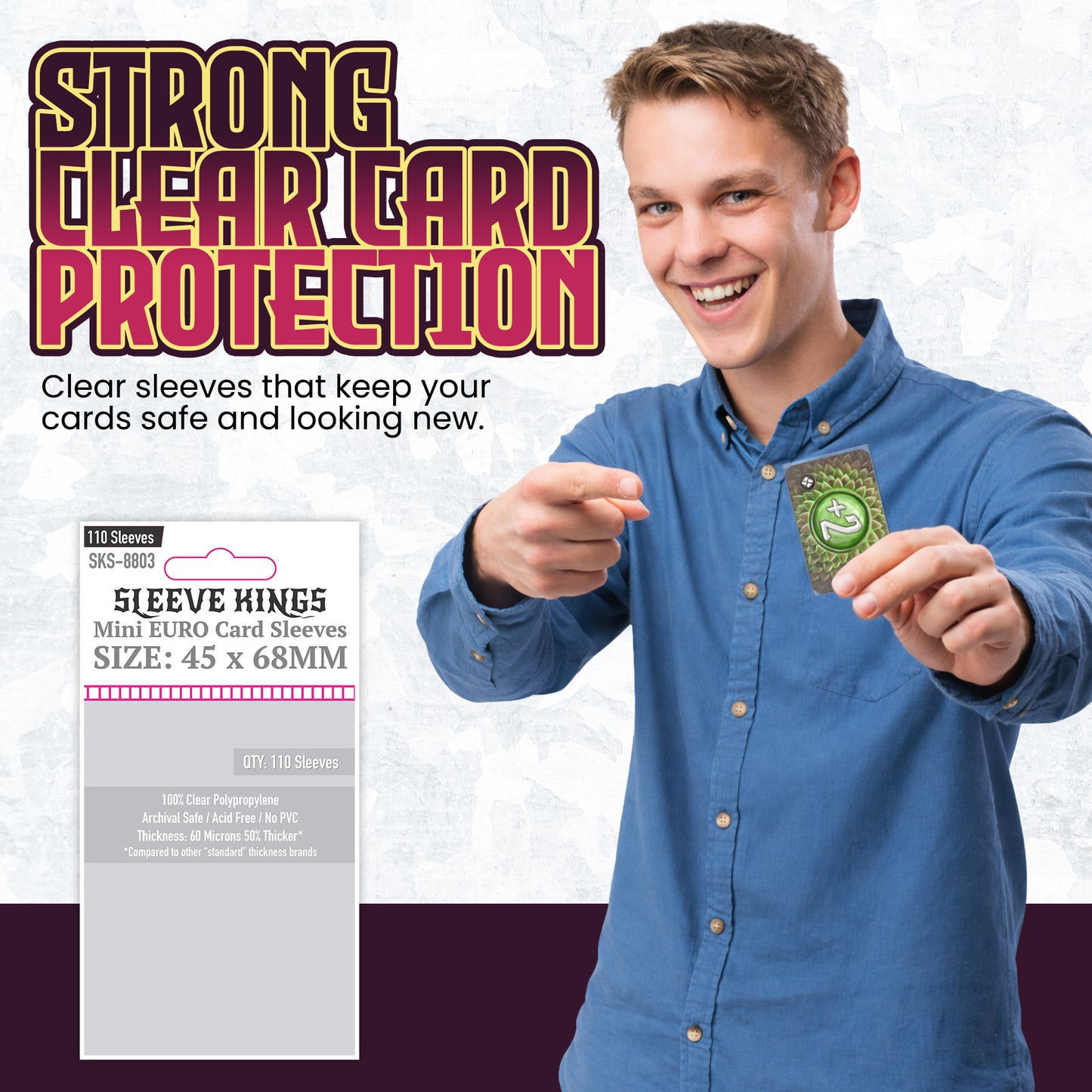 Mini Euro Card Sleeves (45x68mm) 110 Pack, 60 Micron, SKS-8803