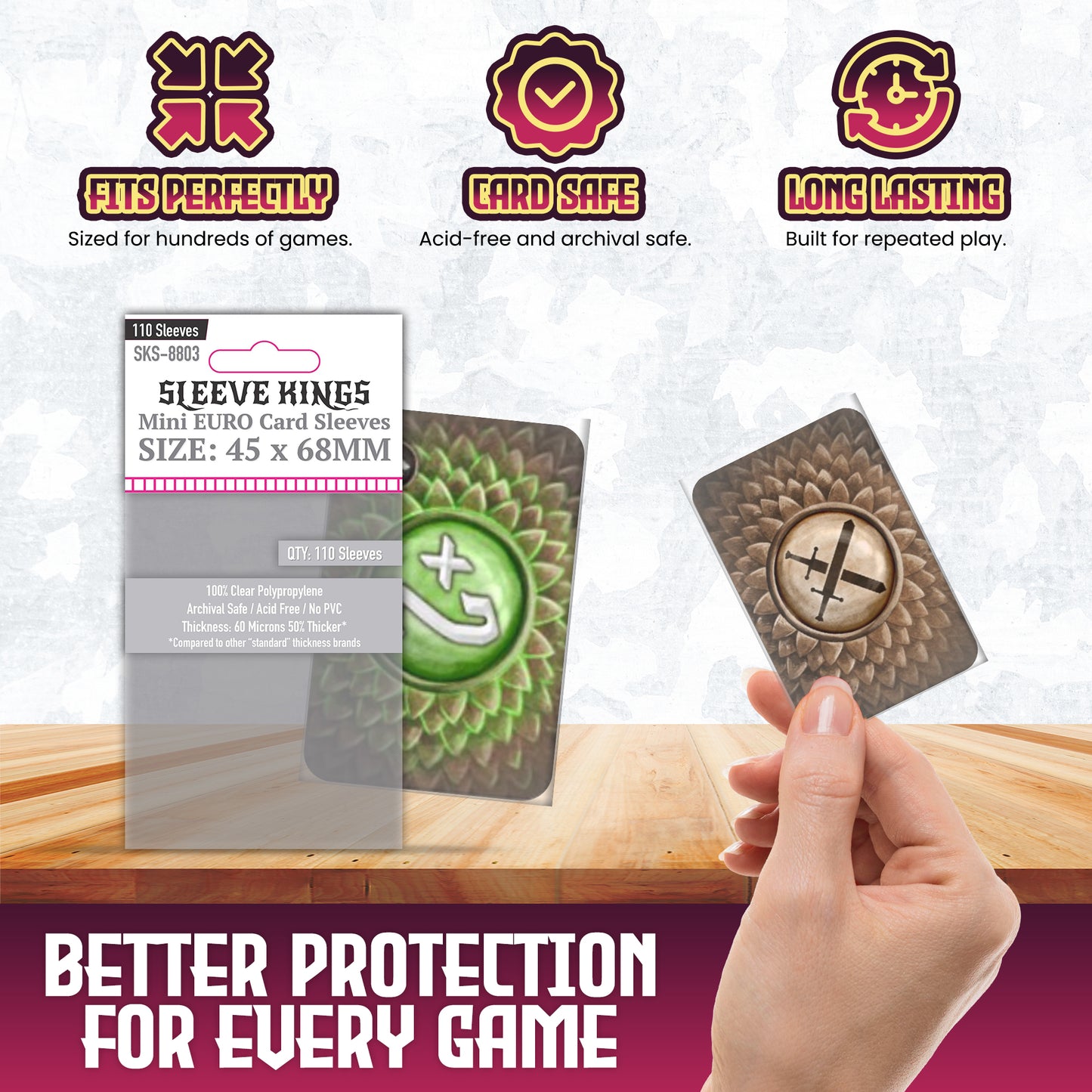 Mini Euro Card Sleeves (45x68mm) 110 Pack, 60 Micron, SKS-8803