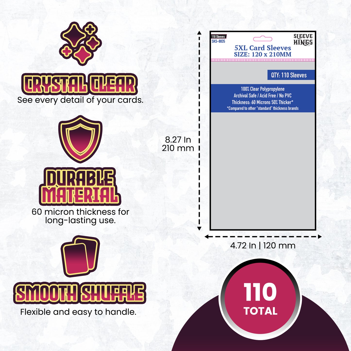 5XL Game Card Sleeves (120x210mm) 110 Pack, 60 Micron, SKS-8835