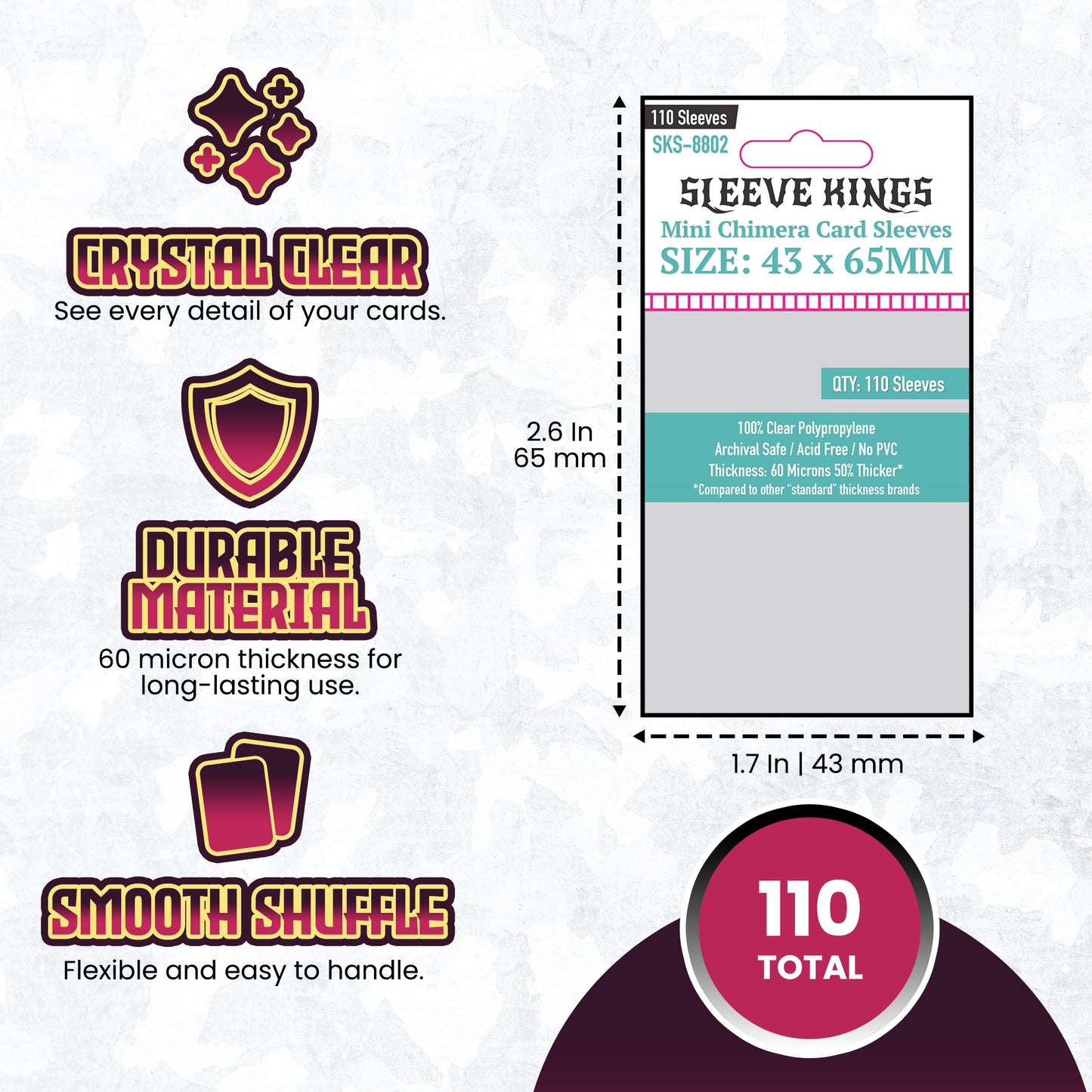 "Mini Chimera" Game Card Sleeves (43x65mm) 110 Pack, 60 Micron, SKS-8802