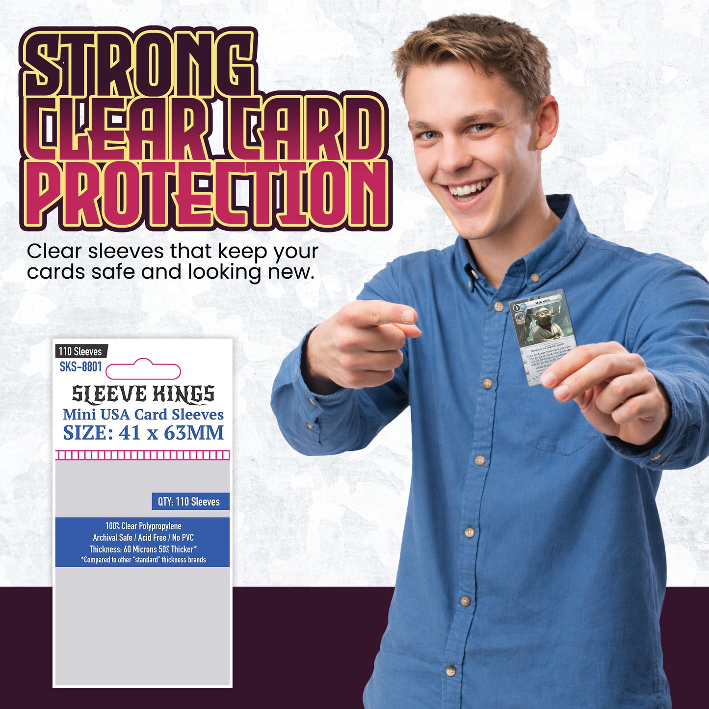 Sleeve Kings Mini USA Game Card Sleeves (41x63mm) 110 Pack, 60 Micron, SKS-8801