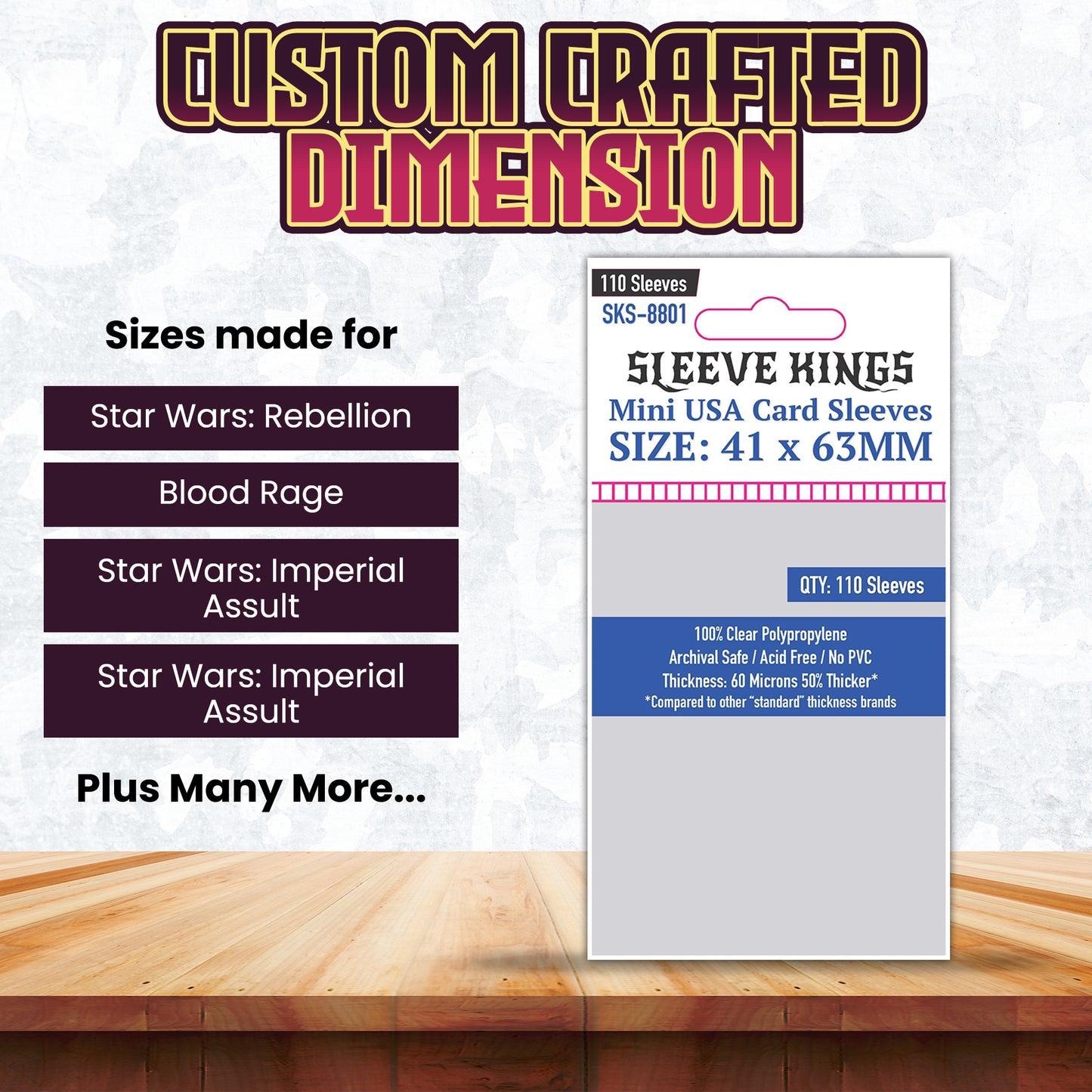 Sleeve Kings Mini USA Game Card Sleeves (41x63mm) 110 Pack, 60 Micron, SKS-8801