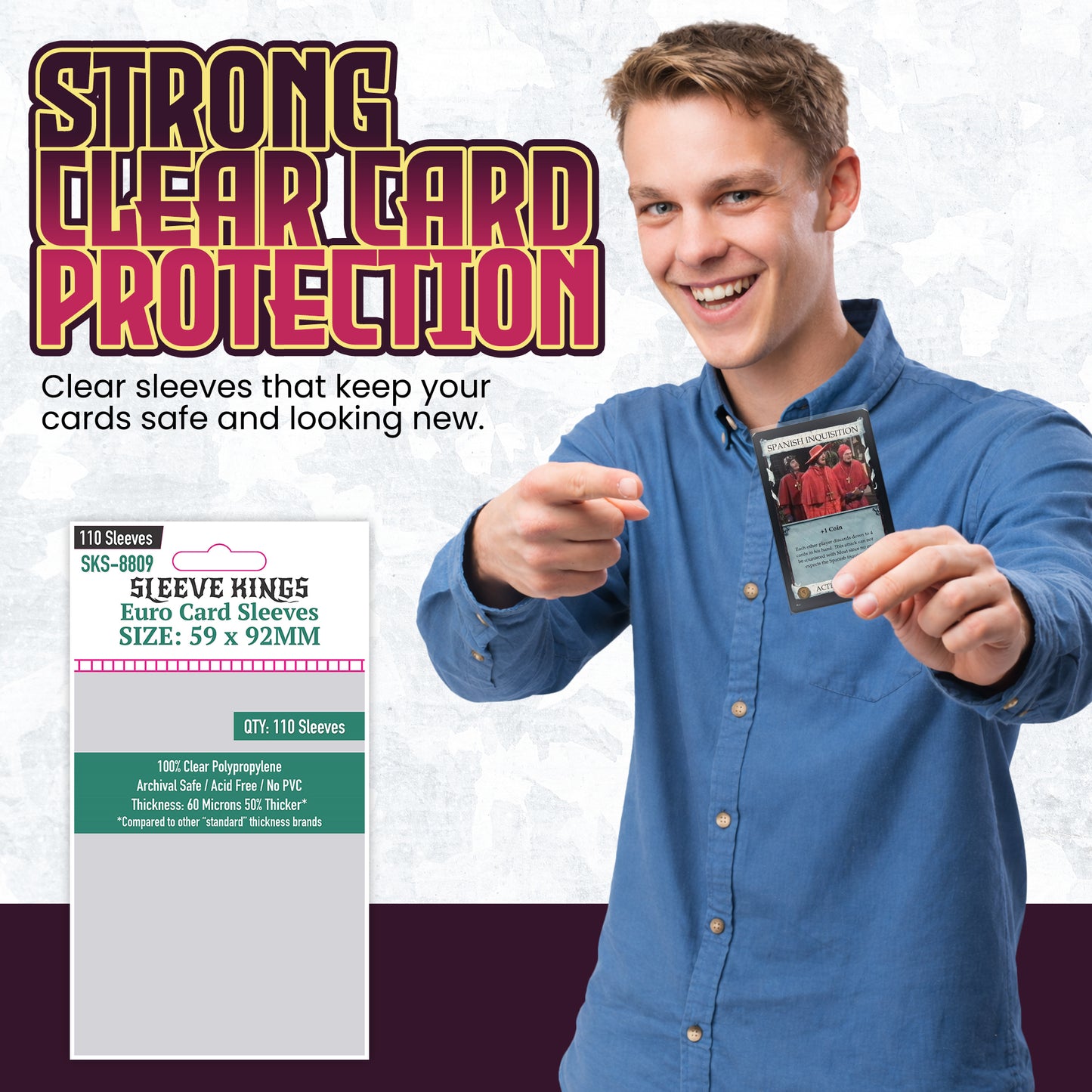 SKS-8809, Sleeve Kings Euro Card Sleeves (59x92mm) - 110 Pack