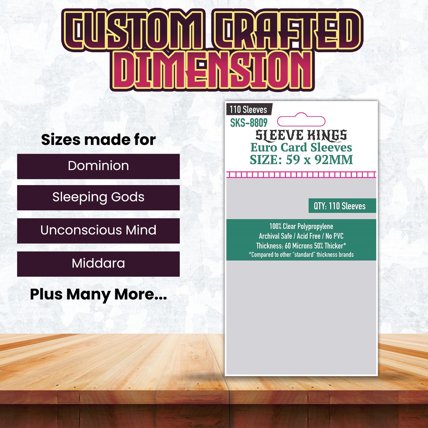 SKS-8809, Sleeve Kings Euro Card Sleeves (59x92mm) - 110 Pack