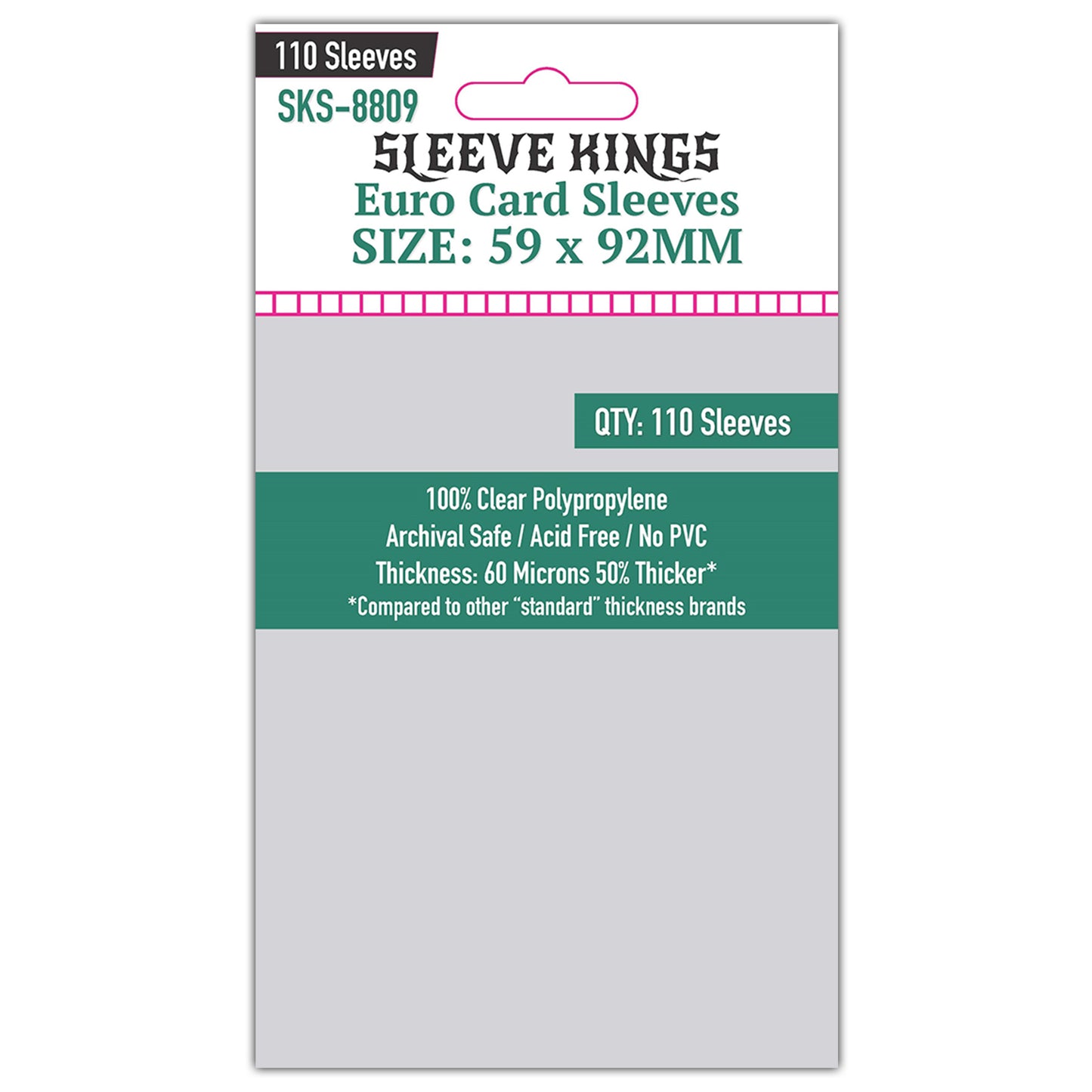 SKS-8809, Sleeve Kings Euro Card Sleeves (59x92mm) - 110 Pack