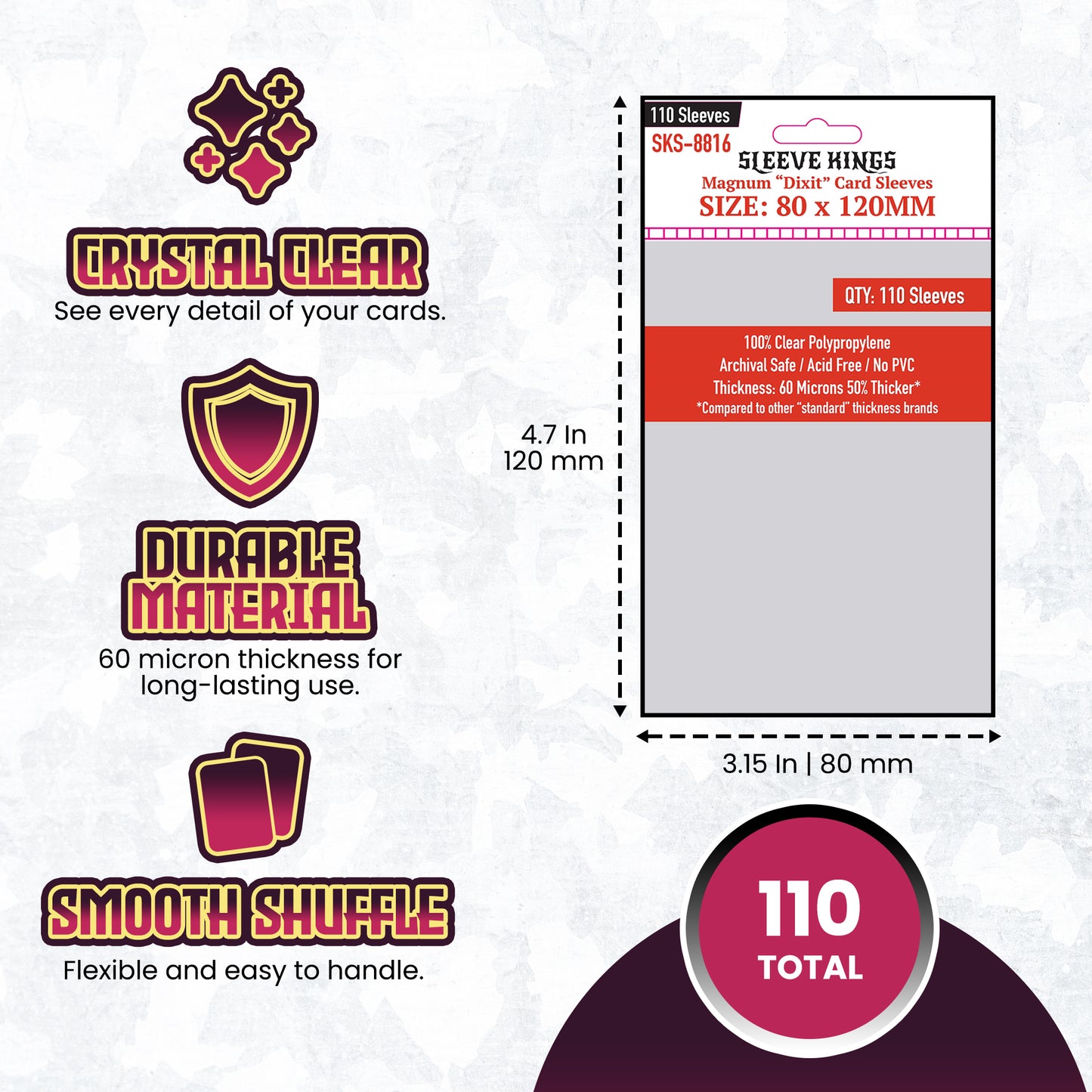 "Dixit" Magnum Game Card Sleeves (80x120mm) 110 Pack, 60 Micron, SKS-8816