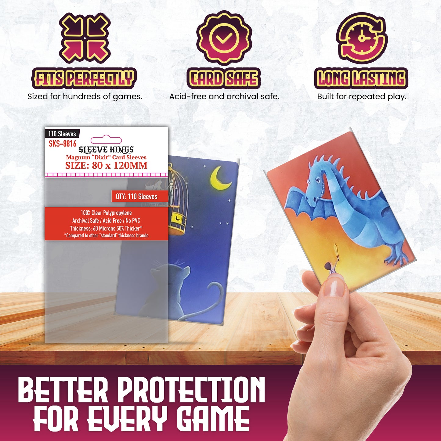 "Dixit" Magnum Game Card Sleeves (80x120mm) 110 Pack, 60 Micron, SKS-8816