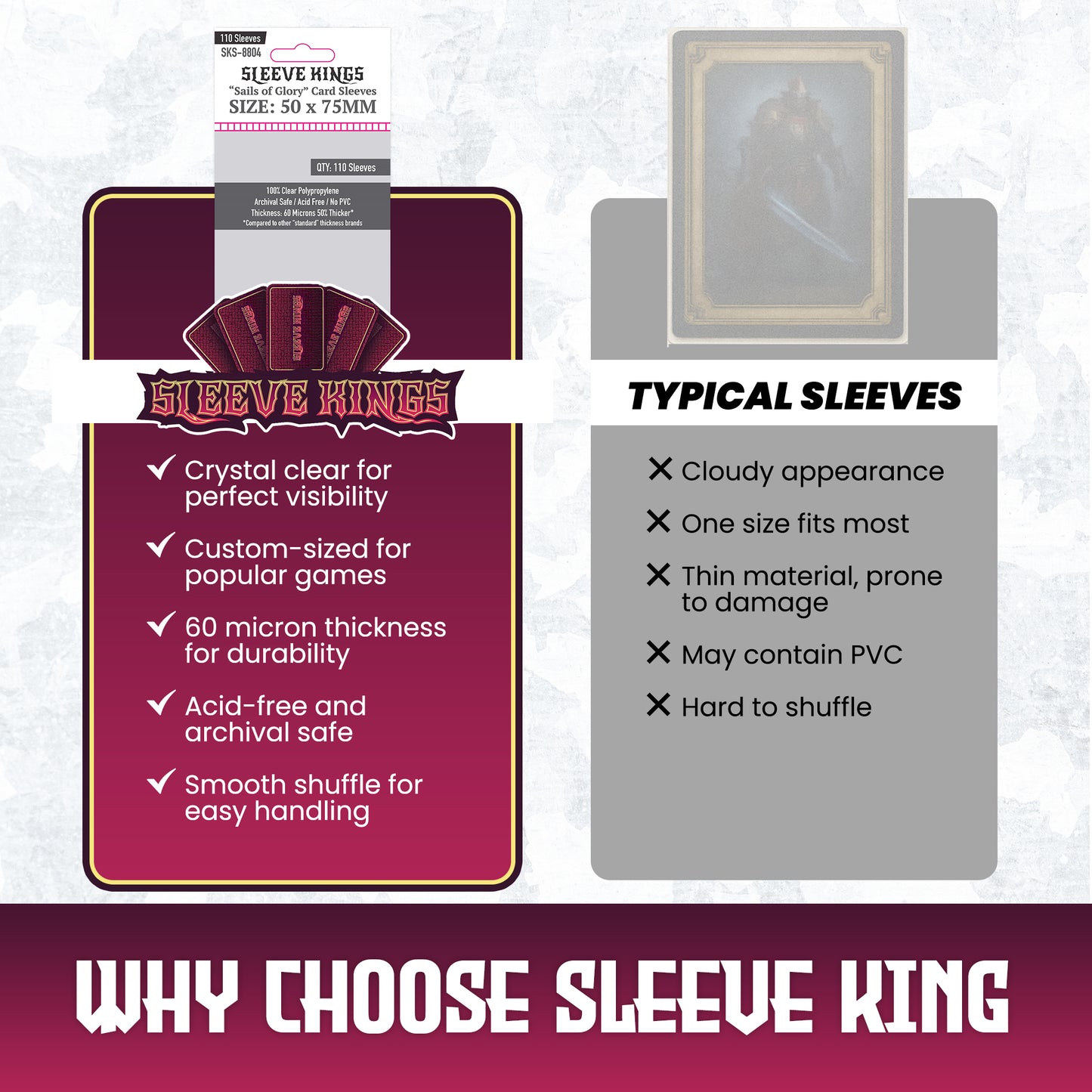 "Sails of Glory" Card Sleeves (50x75mm) 110 Pack, 60 Micron, SKS-8804