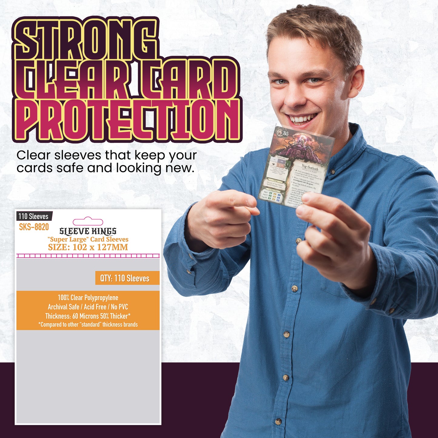 Super Large Game Card Sleeves (102x127mm) 110 Pack, 60 Micron, SKS-8820