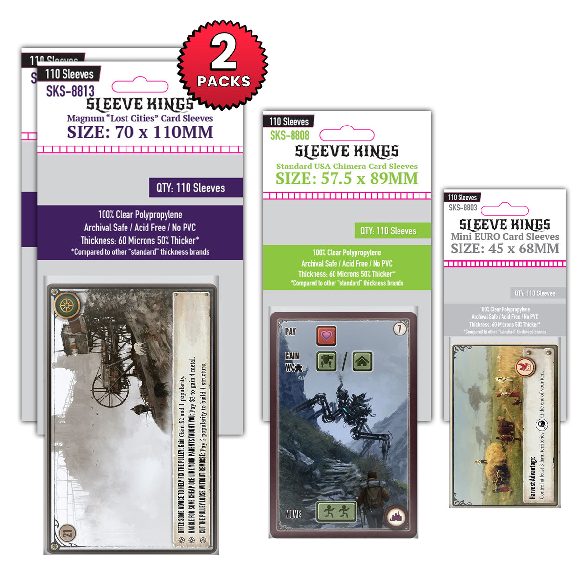 "Scythe"+ Expansions Compatible Sleeve Bundle (8803 X 1 + 8808 X 1 + 8813 X 2)